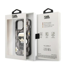 Заредете изображение във визуализатора на галерията – Original Pouch KARL LAGERFELD Flower Ikonik Karl KLHCP13XPMNFIK1 for Iphone 13 Pro Max grey
