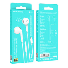 Заредете изображение във визуализатора на галерията – Borofone Earphones BM71 Light Song with microphone Type C white
