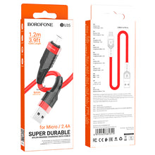 Заредете изображение във визуализатора на галерията – Borofone Cable BU35 Influence - USB to Micro USB - 2,4A 1,2 metres red
