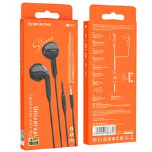Заредете изображение във визуализатора на галерията – Borofone Earphones BM71 Light Song with microphone black
