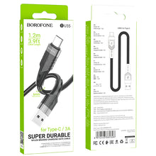 Заредете изображение във визуализатора на галерията – Borofone Cable BU35 Influence - USB to Type C - 3A 1,2 metres black
