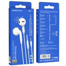 Заредете изображение във визуализатора на галерията – Borofone Earphones BM71 Light Song with microphone white
