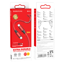 Заредете изображение във визуализатора на галерията – Borofone Cable BX82 Bountiful - Type C to Type C - 60W 3A 1 metre red

