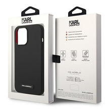 Заредете изображение във визуализатора на галерията – Original Pouch KARL LAGERFELD Silicone Plaque Magsafe KLHMP14LSLMP1K for Iphone 14 Pro Black
