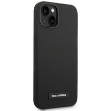 Заредете изображение във визуализатора на галерията – Original Pouch KARL LAGERFELD Silicone Plaque Magsafe KLHMP14SSLMP1K for Iphone 14 Black
