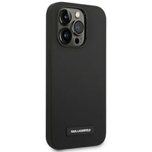 Заредете изображение във визуализатора на галерията – Original Pouch KARL LAGERFELD Silicone Plaque Magsafe KLHMP14XSLMP1K for Iphone 14 Pro Max Black
