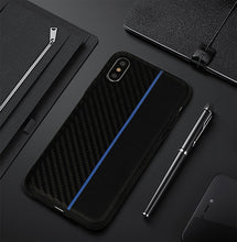 Заредете изображение във визуализатора на галерията – MOTO CARBON Case for Samsung Galaxy A6 2018 Black with blue stripe
