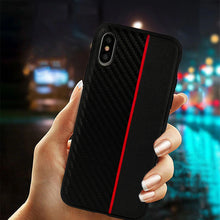 Заредете изображение във визуализатора на галерията – MOTO CARBON Case for Samsung Galaxy A6 Plus 2018 Black with red stripe
