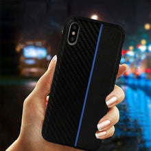 Заредете изображение във визуализатора на галерията – MOTO CARBON Case for Samsung Galaxy A6 Plus 2018 Black with blue stripe
