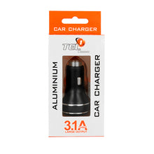 Заредете изображение във визуализатора на галерията – Tel1 Car Charger Aluminum - 2xUSB - 3,1 Amperes BLACK
