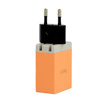 Заредете изображение във визуализатора на галерията – Recci Wall Charger Cube RUC5003 - 4xUSB - 2,1A CN/US plug Orange + EU adapter
