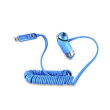 Заредете изображение във визуализатора на галерията – REMAX Car Charger Cutie RCC-211 - USB - 2,4A with 3 in 1 cable Micro USB, Lightning, Type C BLUE
