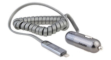 Заредете изображение във визуализатора на галерията – REMAX Car Charger RCC-103 Finchy - USB - 3,4A with Lightning + MicroUSB cable silver
