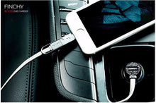 Заредете изображение във визуализатора на галерията – REMAX Car Charger RCC-103 Finchy - USB - 3,4A with Lightning + MicroUSB cable silver
