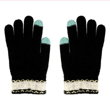 Заредете изображение във визуализатора на галерията – Gloves for touch screens BLACK WITH FLOWER
