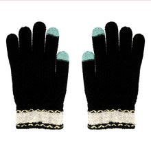 Заредете изображение във визуализатора на галерията – Gloves for touch screens BLACK WITH FLOWER
