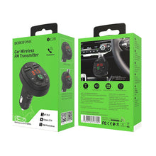 Заредете изображение във визуализатора на галерията – Borofone Transmitter FM BC26 Music Joy MP3, Bluetooth - 2xUSB - 2,1A black
