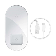 Заредете изображение във визуализатора на галерията – Baseus Induction Charger SIMPLE PRO 2in1 for phone + AirPods Type C (WXJK-C02) White
