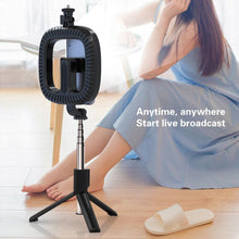 Заредете изображение във визуализатора на галерията – Selfie Stick - with detachable bluetooth remote control, tripod and ring lamp - P40D-1 Black

