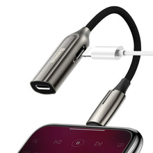 Заредете изображение във визуализатора на галерията – Baseus Adapter L55 - Lightning male to 2xLightning female - 2A (CALL55-0A) dark grey
