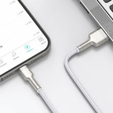 Заредете изображение във визуализатора на галерията – Baseus Cable Cafule Metal - USB to Lightning - 2.4A 2 metres (CALJK-B02) white
