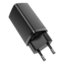 Заредете изображение във визуализатора на галерията – Baseus Wall Charger GaN2 Lite - 2xType C - QC 3.0 PD 3.0 65W 3A (CCGAN2L-E01) black
