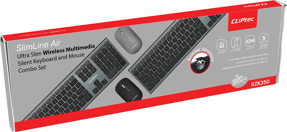 Cliptec Set of multimedia keyboard + optical mouse 1200DPI Slimline Ai ...