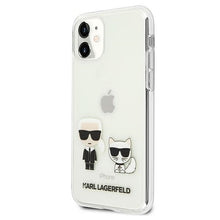 Заредете изображение във визуализатора на галерията – Original Case KARL LAGERFELD - Karl &amp; Choupette Hard Case KLHCN61CKTR for Iphone 11 Transparent
