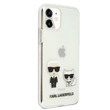 Заредете изображение във визуализатора на галерията – Original Case KARL LAGERFELD - Karl &amp; Choupette Hard Case KLHCN61CKTR for Iphone 11 Transparent
