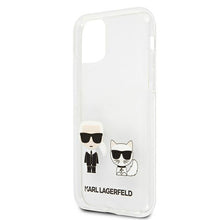 Заредете изображение във визуализатора на галерията – Original Case KARL LAGERFELD - Karl &amp; Choupette Hard Case KLHCN61CKTR for Iphone 11 Transparent
