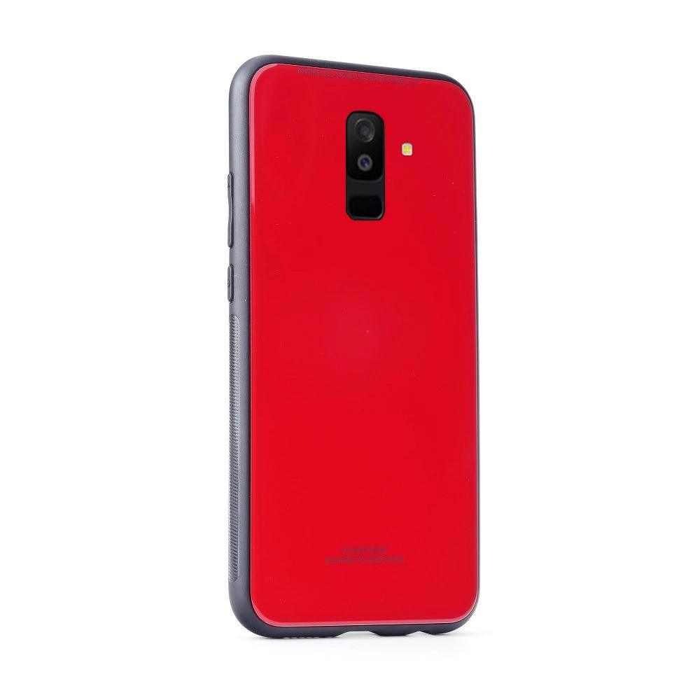 Стъклен гръб за samsung a6 plus червен - само за 12.99 лв