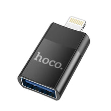 Заредете изображение във визуализатора на галерията – Hoco adaptor otg from usb a (female) to lightning 8-pin ua17 black - TopMag
