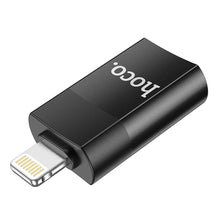 Заредете изображение във визуализатора на галерията – Hoco adaptor otg from usb a (female) to lightning 8-pin ua17 black - TopMag
