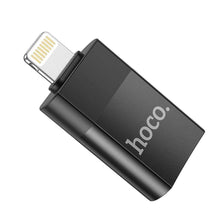 Заредете изображение във визуализатора на галерията – Hoco adaptor otg from usb a (female) to lightning 8-pin ua17 black - TopMag
