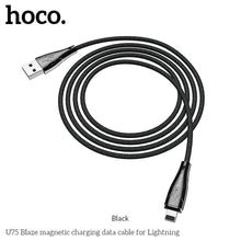 Заредете изображение във визуализатора на галерията – Hoco blaze USB магнитен кабел към Applele Lightning 8-pin u75 черен - TopMag
