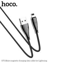 Заредете изображение във визуализатора на галерията – Hoco blaze USB магнитен кабел към Applele Lightning 8-pin u75 черен - TopMag

