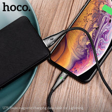 Заредете изображение във визуализатора на галерията – Hoco blaze USB магнитен кабел към Applele Lightning 8-pin u75 черен - TopMag
