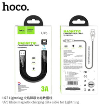 Заредете изображение във визуализатора на галерията – Hoco blaze USB магнитен кабел към Applele Lightning 8-pin u75 черен - TopMag

