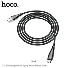 Заредете изображение във визуализатора на галерията – Hoco blaze USB магнитен кабел към Micro USB u75 черен - TopMag
