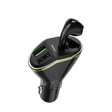 Заредете изображение във визуализатора на галерията – Hoco bluetooth headset traveller with docking station and зарядно за кола (2xusb) e47 black - TopMag
