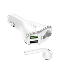 Заредете изображение във визуализатора на галерията – Hoco bluetooth headset traveller with docking station and зарядно за кола (2xusb) e47 pro white - TopMag
