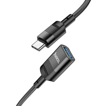 Заредете изображение във визуализатора на галерията – Hoco cable usb (femal) / otg to type c 3a u107 1,2m black - TopMag
