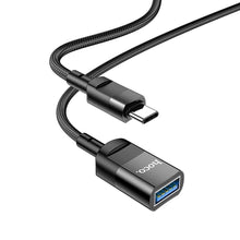 Заредете изображение във визуализатора на галерията – Hoco cable usb (femal) / otg to type c 3a u107 1,2m black - TopMag
