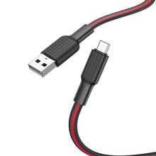 Заредете изображение във визуализатора на галерията – Hoco cable usb to micro 2,4a jaeger x69 1m black red - TopMag
