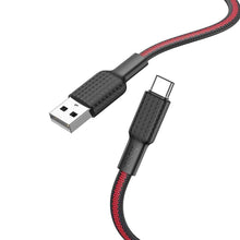 Заредете изображение във визуализатора на галерията – Hoco cable usb  to type c 3a jaeger x69 1m black red - TopMag
