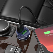 Заредете изображение във визуализатора на галерията – Hoco car charger 2 x usb qc3.0 18w + cable for iphone lightning 8-pin farsighted z39 blue - TopMag
