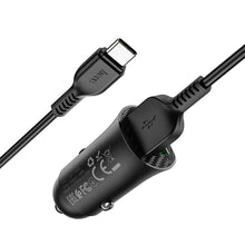 Заредете изображение във визуализатора на галерията – Hoco car charger 2 x usb qc3.0 18w + cable type c farsighted z39 black - TopMag

