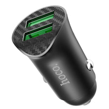 Заредете изображение във визуализатора на галерията – Hoco car charger 2 x usb qc3.0 18w farsighted z39 black - TopMag
