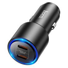 Заредете изображение във визуализатора на галерията – Hoco car charger 2x type c clear way power delivery pd40w qc nz3 black - TopMag
