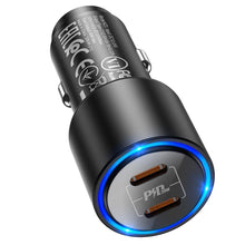 Заредете изображение във визуализатора на галерията – Hoco car charger 2x type c clear way power delivery pd40w qc nz3 black - TopMag
